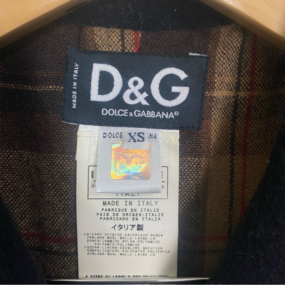 Dolce & Gabbana Wool Pea Coat‎ Black Leather Back Patch XS - Picture 6 of 13